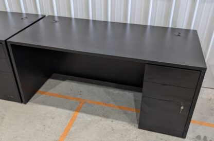 Black 66"x30" Single Pedestal Desk - Used