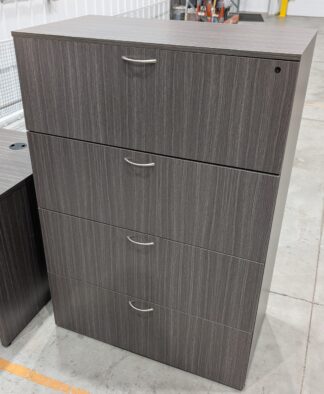 Grey Woodgrain Laminate 4-Drawer Lateral - Used