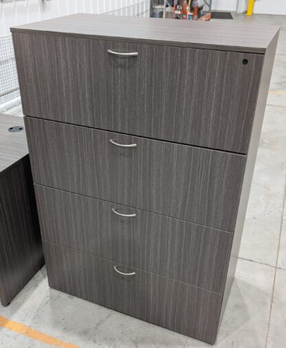 Grey Woodgrain Laminate 4-Drawer Lateral - Used