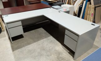 Steelcase Grey 75"x90" L-Shape Steel Desk - Used