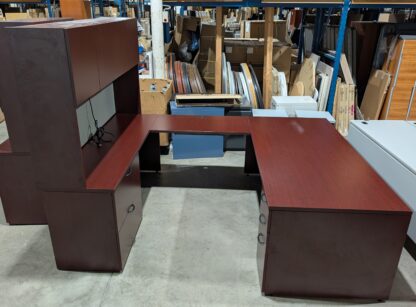 Mahogany 78"x100" U-Shape Desk Set w/ Hutch - Used
