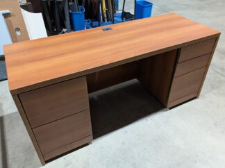 Cherry Laminate 66"x24" Double Pedestal Desk - Used