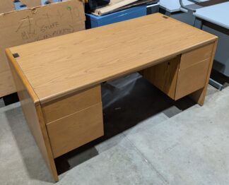Oak 5'x30" Double Pedestal Desk - Used