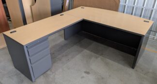 HON Maple/Charcoal 72"x90" Bowfront L-Shape Desk Set - Used
