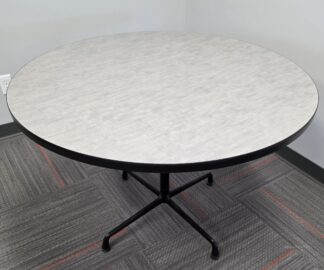 Round 36"D Grey Top Black Base Table - Used