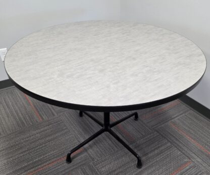 Round 36"D Grey Top Black Base Table - Used