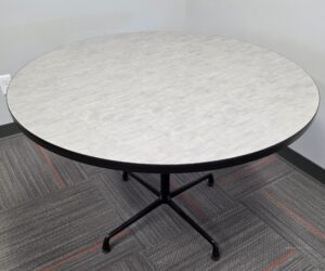 Round 36"D Grey Top Black Base Table - Used