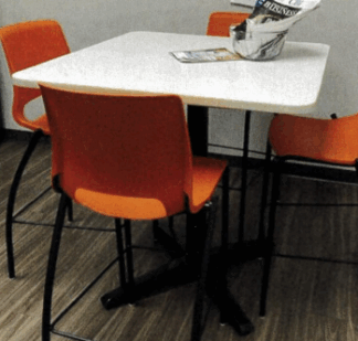 White Top Black Base Square Bar Height Table - Used