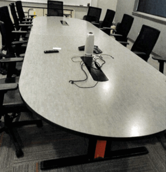 Grey Top Black/Orange Base Racetrack 14' Conference Table - Used