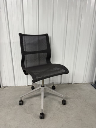 Herman Miller Setu Black Mesh Armless Silver Base Office Chair - Used