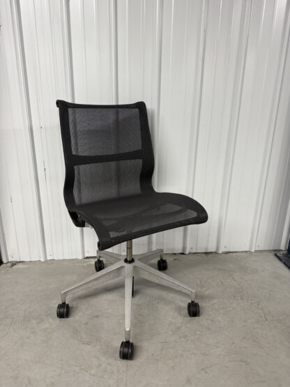 Herman Miller Setu Black Mesh Armless Silver Base Office Chair - Used