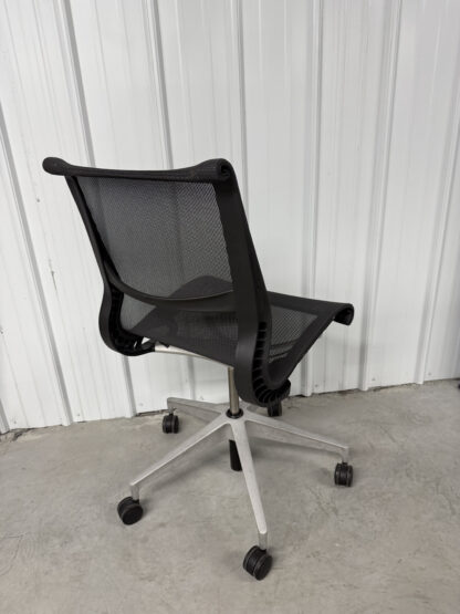 Herman Miller Setu Black Mesh Armless Silver Base Office Chair - Used - Image 2