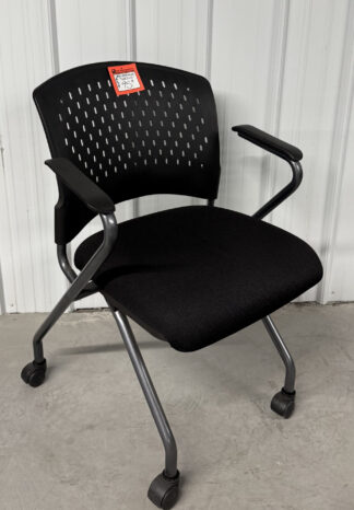 Harmony Black Fabric Mobile Nesting Chair w/ Arms - New Surplus