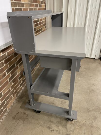 Industrial Packing Table 60" x 30" Laminate Top, Upper Shelf & Casters - Used - Image 3