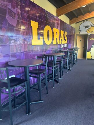 Custom Purple Tables, Chairs & Stools for Loras College in Dubuque