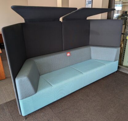 Steelcase Blue/Grey Trapezoidal Seating Station - Used - Image 2