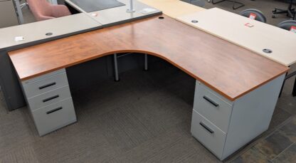 Cherry/Silver 72"x78" L-Shape Desk Set (L Return) - Used