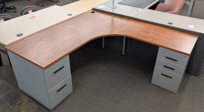 Cherry/Silver 72"x78" L-Shape Desk Set (R Return) - Used