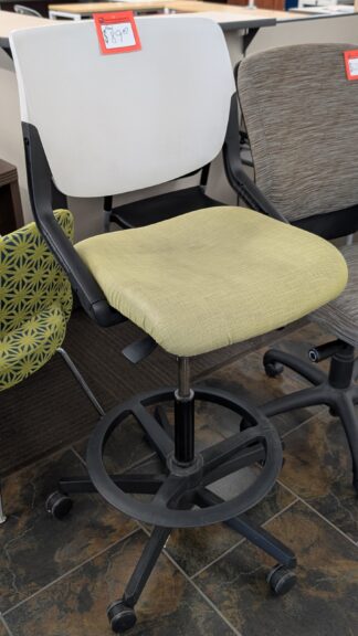 HON Green Fabric White Back Armless Stool - Used