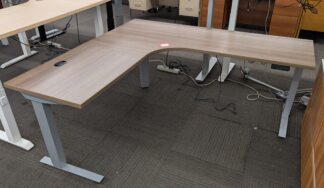 Walnut 72"x66" OMT-Veyhl "Clever" Height Adjustable L-Shape Desk - Used