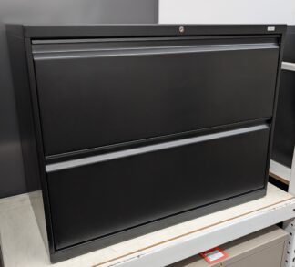 HON 36"x19"x28"H Black 2-Drawer Lateral File Cabinet - Used