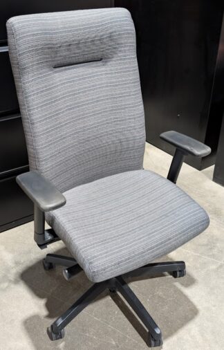 HON Upholstered Grey Fabric High Back Chair w/ Arms - Used