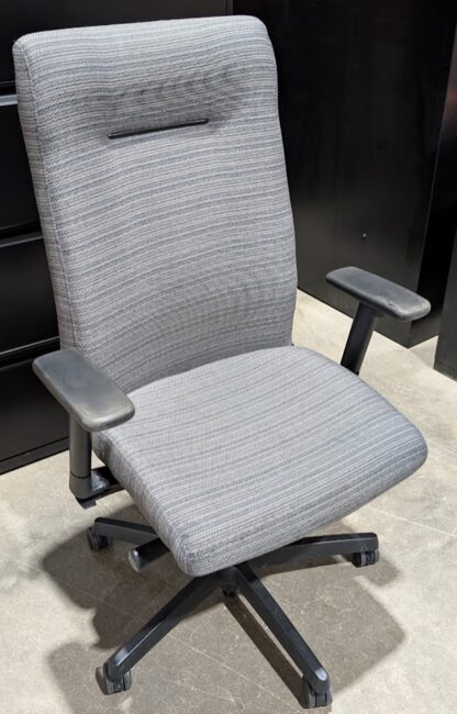 HON Upholstered Grey Fabric High Back Chair w/ Arms - Used