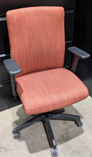 HON Upholstered Salmon Fabric Chair w/ Arms - Used