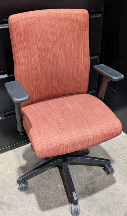 HON Upholstered Salmon Fabric Chair w/ Arms - Used