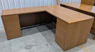 HON Oak Laminate 78"x66" L-Shape Desk Set - Used
