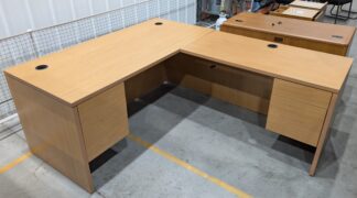 Light Cherry Laminate 78"x66" L-Shape Desk Set - Used
