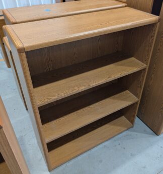 HON Oak Laminate 3'x13"x43.5"H Rounded Edge 3-Shelf Bookcase - Used