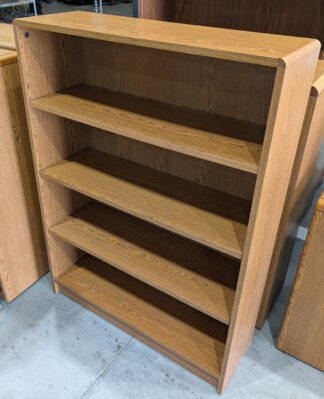 HON Oak Laminate 3'x1'x49"H 4-Shelf Bookcase - Used