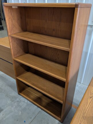 HON Oak Laminate 3'x13"x57"H 4-Shelf Bookcase - Used