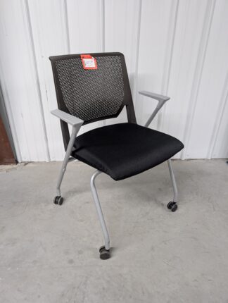 Haworth "Very" Black Fabric Grey Frame Mobile Nesting Chair - Used