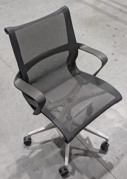 Herman Miller Setu Black Mesh Silver Base Office Chair w/ Arms - Used