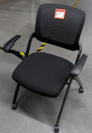 HON Black Fabric Mesh Back Mobile Nesting Chair w/ Arms - Used