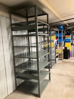 36"X36" (8'-3" Tall) Steel Shelving w/8 Shelves - Used - Image 4