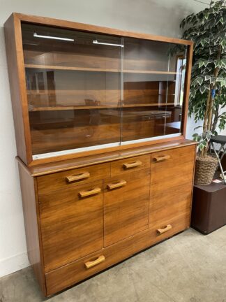 2-Piece Wood Veneer Wall Showcase w/ Storage - Used