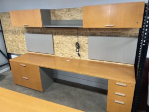 Alternative view of Steelcase Cherry Veneer Mobile Table & Credenza - Used