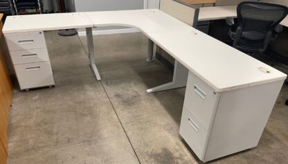 HON White / Light Grey 78"x90 Corner Desk - Used