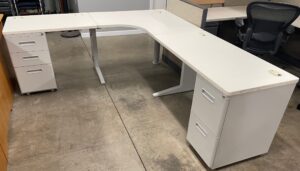 HON White / Light Grey 78"x90 Corner Desk - Used
