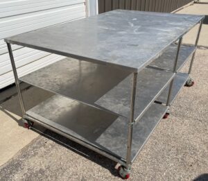 Alternative view of Stainless Steel 44"x72"x35"H Table on Casters - Used