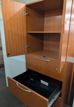 Alternative view of Cherry 30"x24"x82"H 4-Drawer Lateral File Storage Combo Cabinet - Used