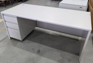 Grey 70"x30" Steel Single Hanging Pedestal (L) Desk - Used