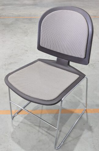 Charcoal Plastic Grey Fabric Chrome Frame Stacking Guest Chairs - Used