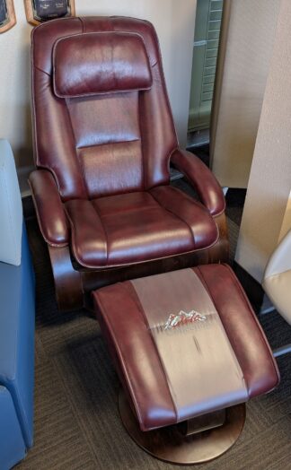 Mac Motion Oslo Burgundy Leather Reclining Chair w/ Ottoman - Used