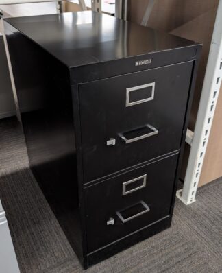 Black 15"x25"x28"H 2-Drawer Vertical Filing Cabinet - Used