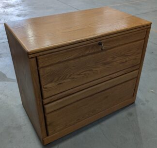Medium Oak Veneer 35"x20"x29"H 2-Drawer Lateral File - Used