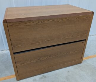 Medium Oak Laminate 36"x20"x30"H 2-Drawer Lateral File - Used